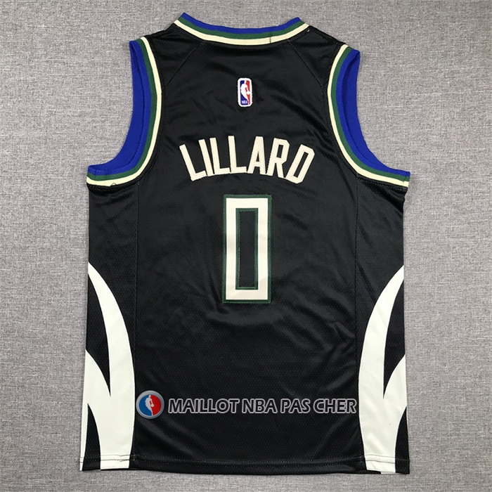 Maillot Enfant Milwaukee Bucks Damian Lillard NO 0 Statement 2022-23 Noir